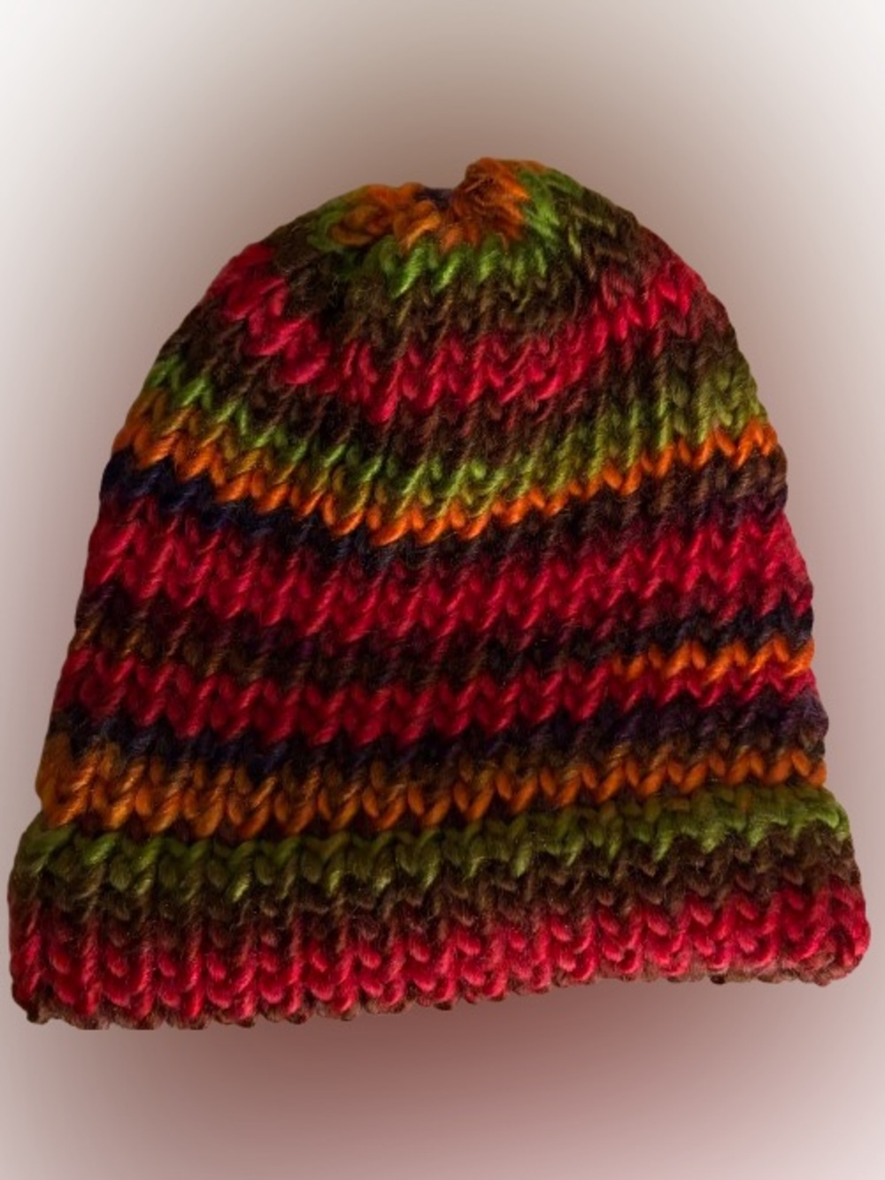 Kids Multicolor Striped Knit Beanie - Red, Green, Orange